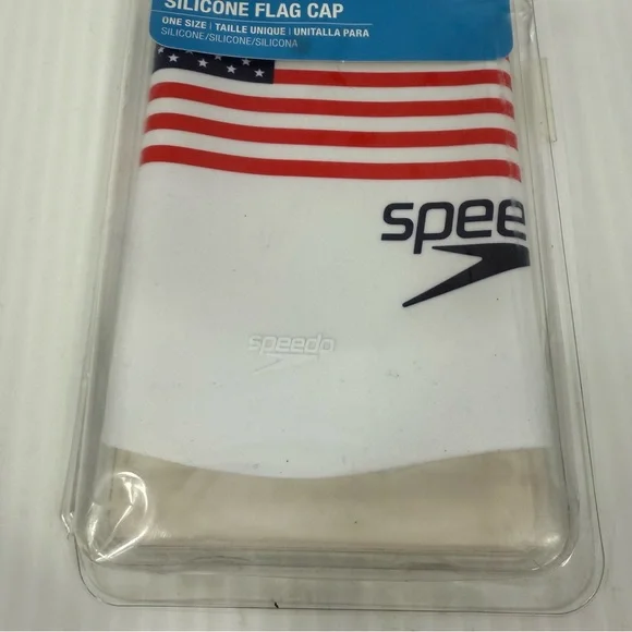 NWT Speedo Unisex Soft Silicone American Flag White Adult Swim Cap Latex Free - Picture 3 of 11